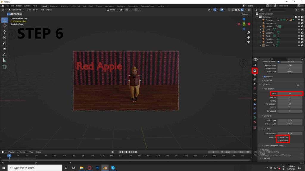 create an animated video on blender step 6